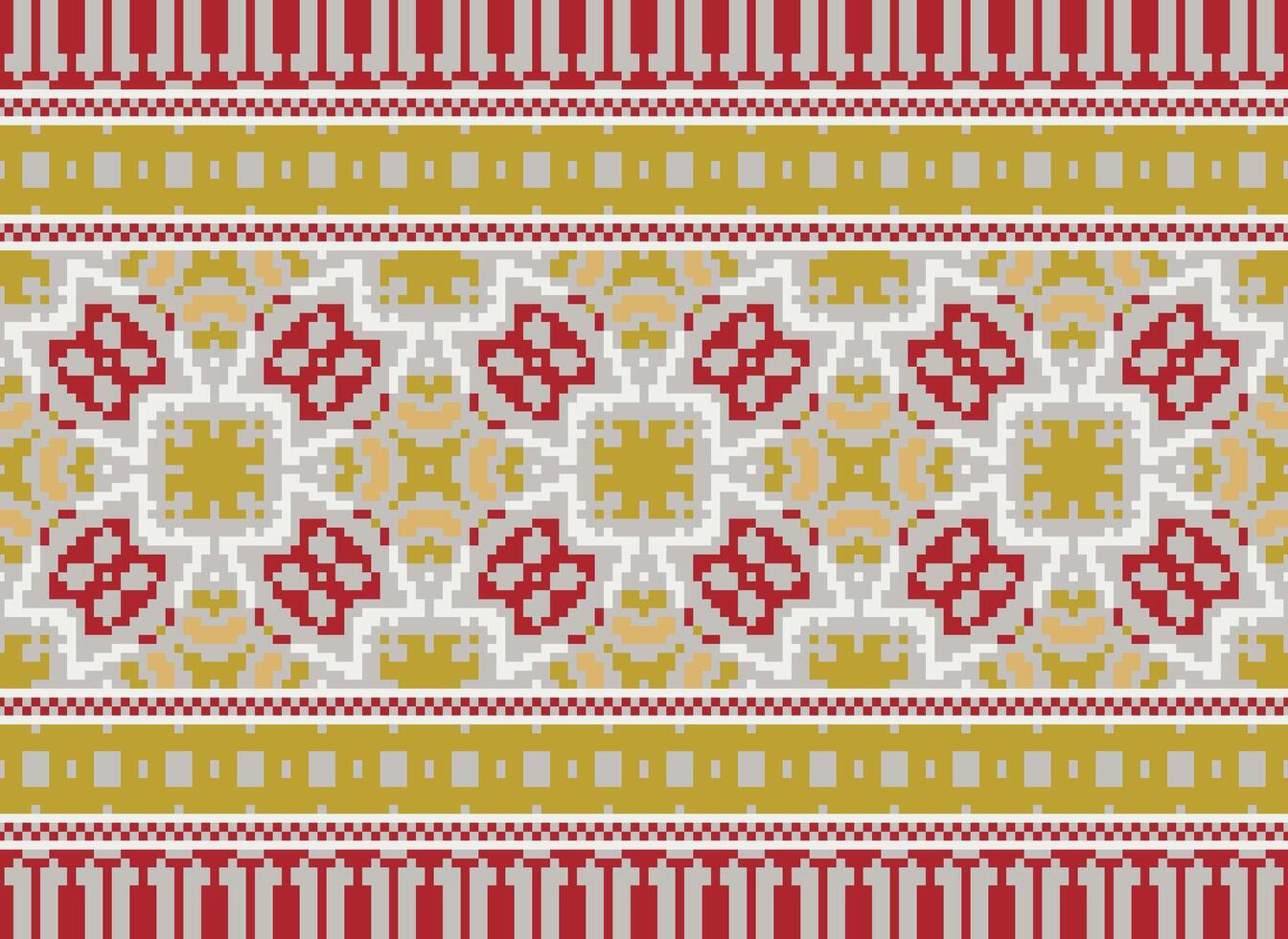 Pixel Ethnic geometric fabric pattern Cross Stitch.Ikat embroidery Ethnic oriental Pixel pattern blue background. Abstract,vector,illustration. Texture,clothing,frame,decoration,motifs,silk wallpaper. vector