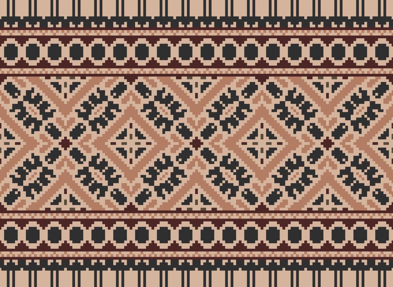 Pixel Ethnic pattern vector background. seamless pattern traditional, Design for background, wallpaper, Batik, fabric, carpet, clothing, wrapping, and textile.ethnic pattern Vector illustration.