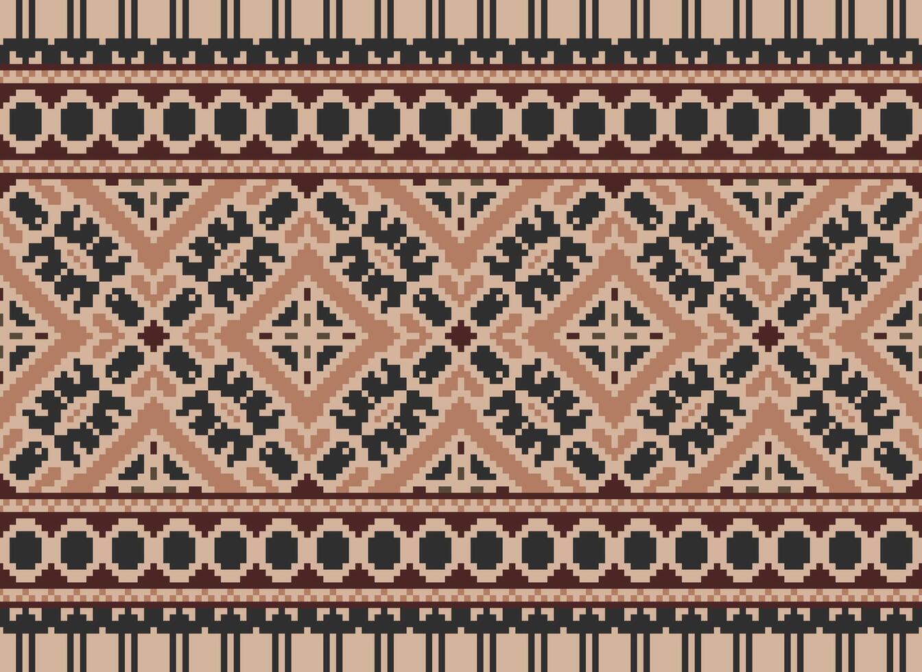 Pixel Ethnic pattern vector background. seamless pattern traditional, Design for background, wallpaper, Batik, fabric, carpet, clothing, wrapping, and textile.ethnic pattern Vector illustration.