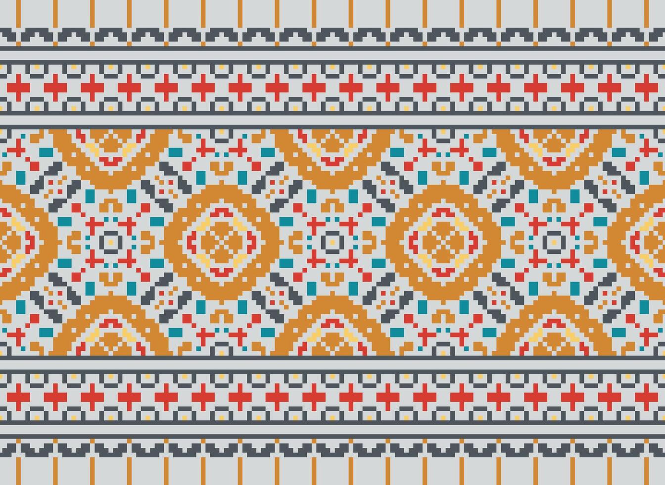 píxel ikat y cruzar puntada geométrico sin costura modelo étnico oriental tradicional. azteca estilo ilustración diseño para alfombra, fondo de pantalla, ropa, envase, batik. vector