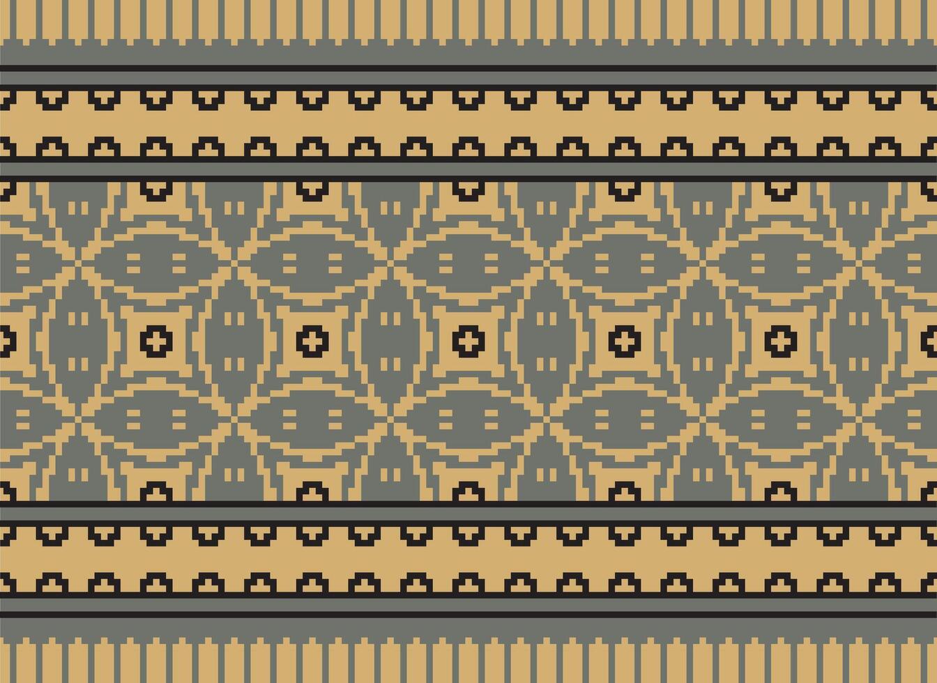 píxel ikat y cruzar puntada geométrico sin costura modelo étnico oriental tradicional. azteca estilo ilustración diseño para alfombra, fondo de pantalla, ropa, envase, batik. vector