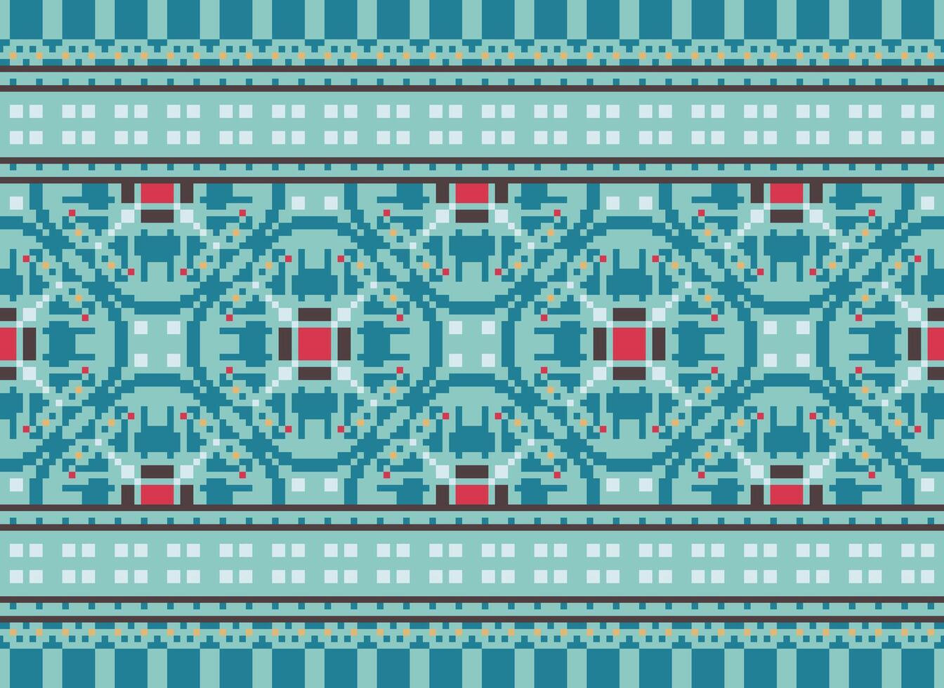 píxel ikat y cruzar puntada geométrico sin costura modelo étnico oriental tradicional. azteca estilo ilustración diseño para alfombra, fondo de pantalla, ropa, envase, batik. vector