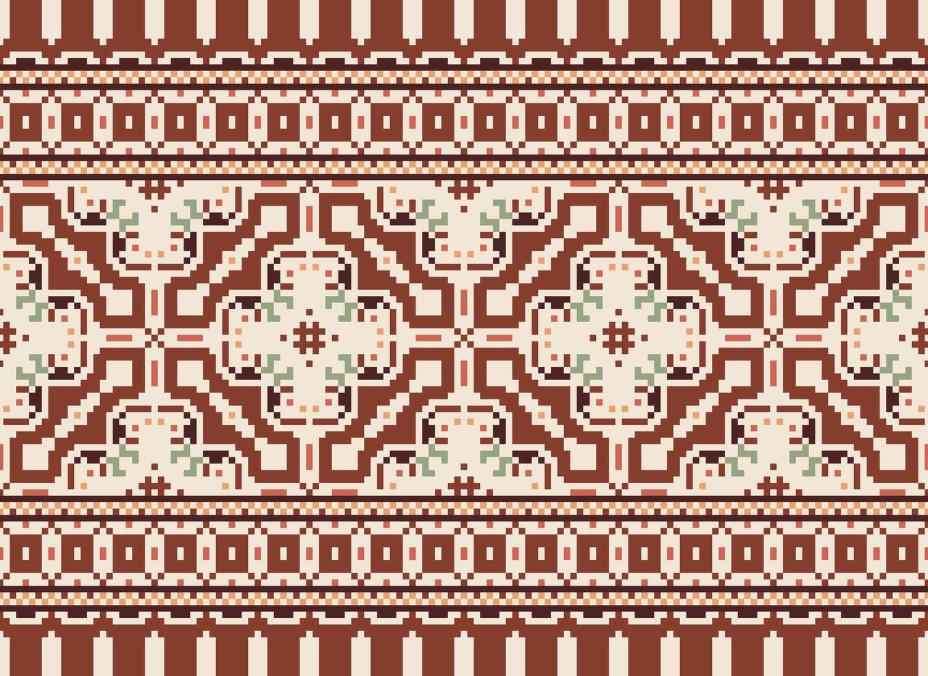 píxel ikat y cruzar puntada geométrico sin costura modelo étnico oriental tradicional. azteca estilo ilustración diseño para alfombra, fondo de pantalla, ropa, envase, batik. vector