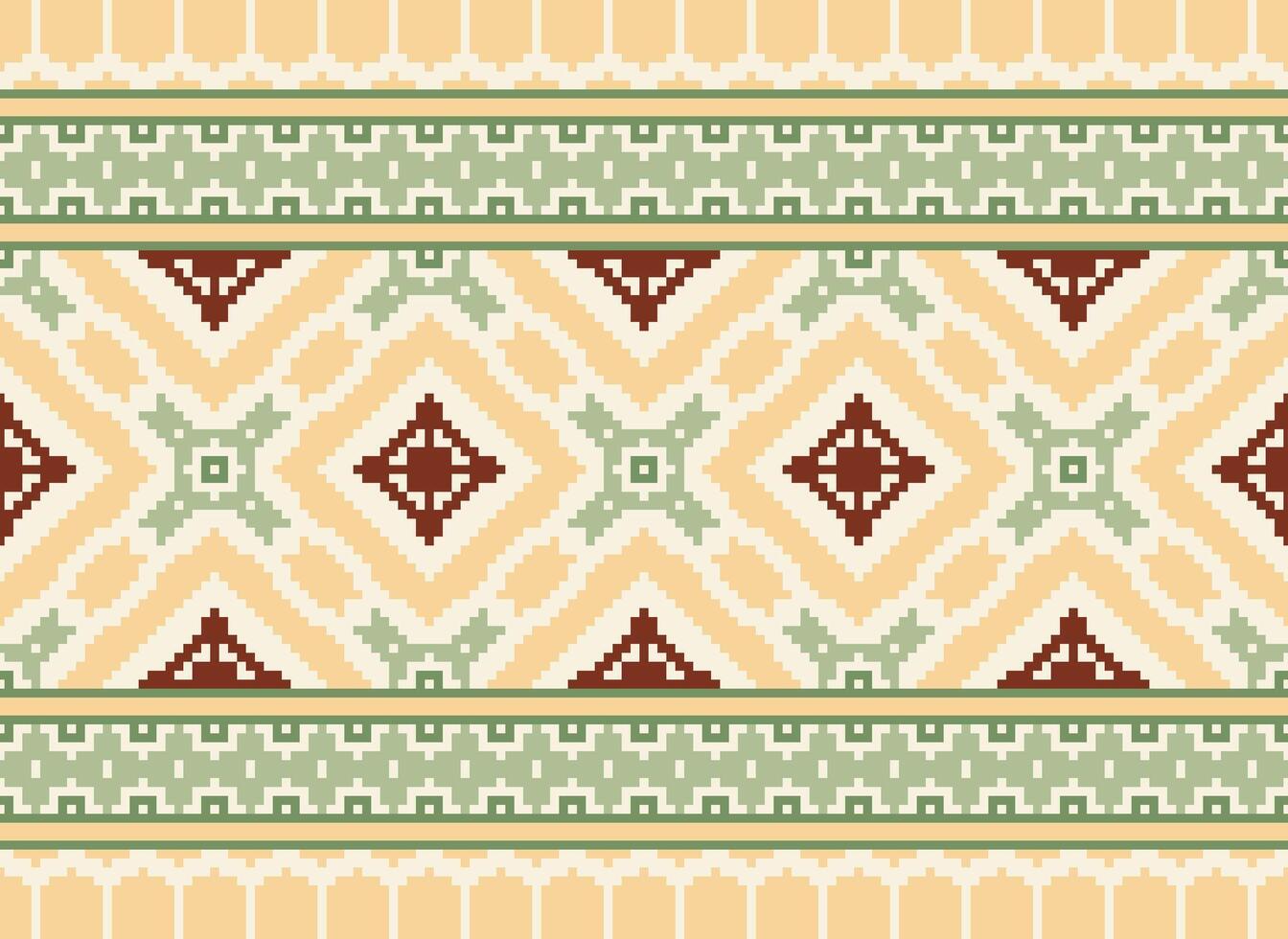 píxel ikat y cruzar puntada geométrico sin costura modelo étnico oriental tradicional. azteca estilo ilustración diseño para alfombra, fondo de pantalla, ropa, envase, batik. vector