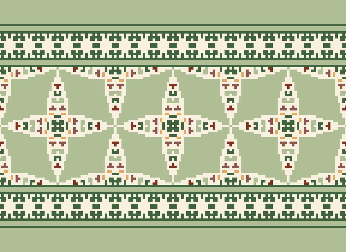 Pixel ikat and cross stitch geometric seamless pattern ethnic oriental traditional. Aztec style illustration design for carpet, wallpaper, clothing, wrapping, batik. vector