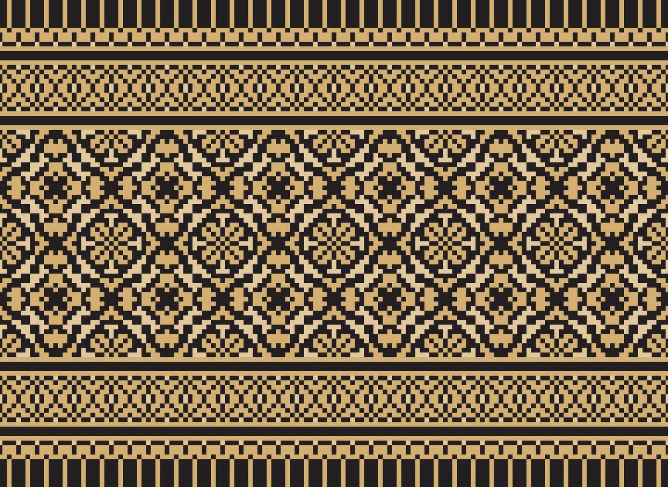 píxel ikat y cruzar puntada geométrico sin costura modelo étnico oriental tradicional. azteca estilo ilustración diseño para alfombra, fondo de pantalla, ropa, envase, batik. vector