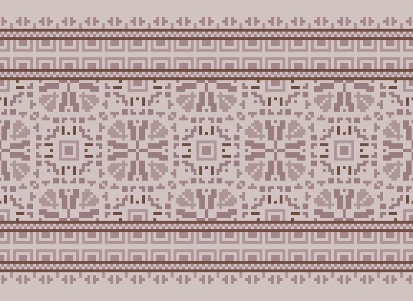 Pixel cross stitch traditional ethnic pattern paisley flower Ikat background abstract Aztec African Indonesian Indian seamless pattern for fabric print cloth dress carpet curtains and sarong vector