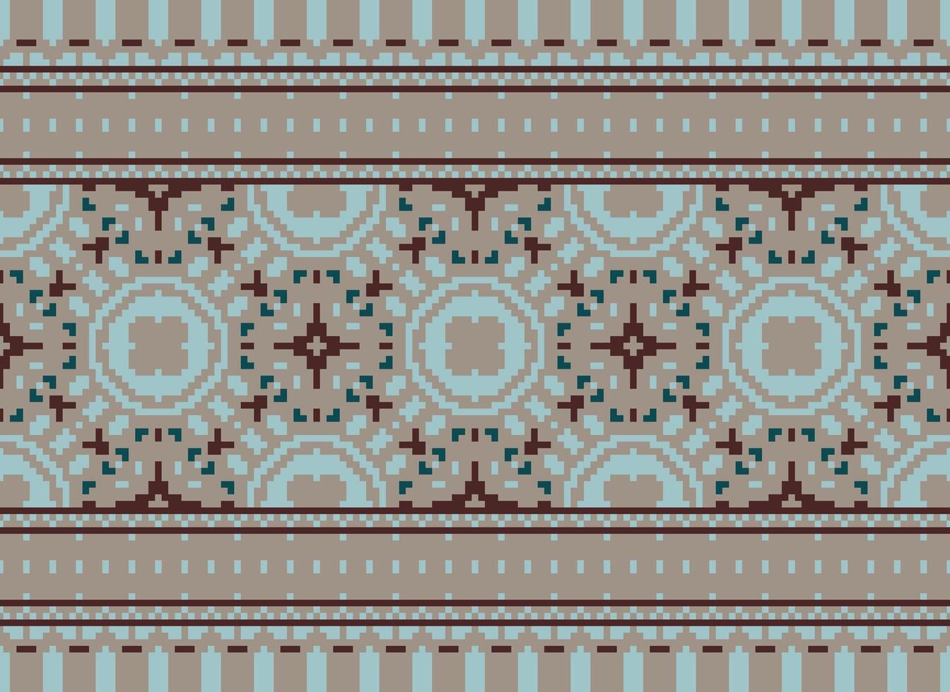 píxel ikat y cruzar puntada geométrico sin costura modelo étnico oriental tradicional. azteca estilo ilustración diseño para alfombra, fondo de pantalla, ropa, envase, batik. vector