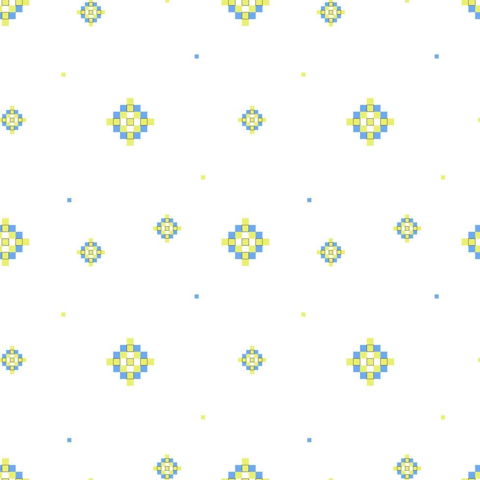 Seamless pattern of Ukrainian folk ornament. Ethnic seamless geometric pattern. Blue and yellow ornament. Vector illustration