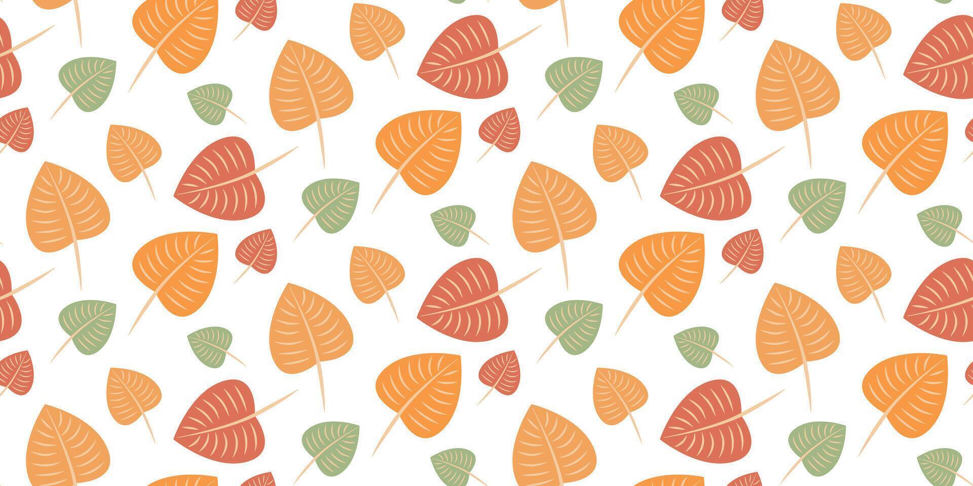 Seamless pattern with autumn leaves. vector illustration. horizontal background