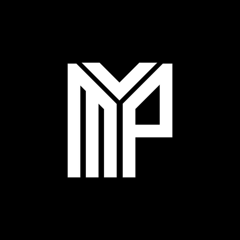 diseño de logotipo de letra mp sobre fondo negro. mp concepto de logotipo de letra de iniciales creativas. diseño de letra mp. vector