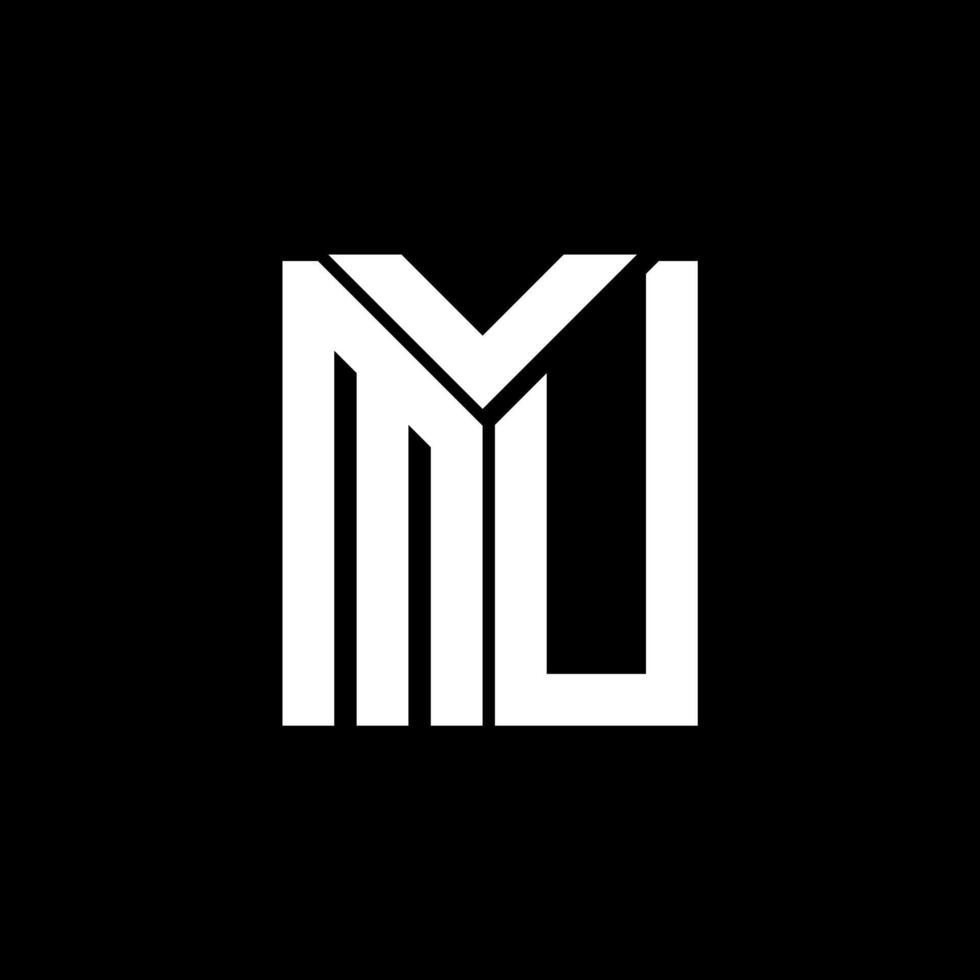 diseño de logotipo de letra mu sobre fondo negro. concepto creativo del logotipo de la letra de las iniciales mu. diseño de letras mu. vector