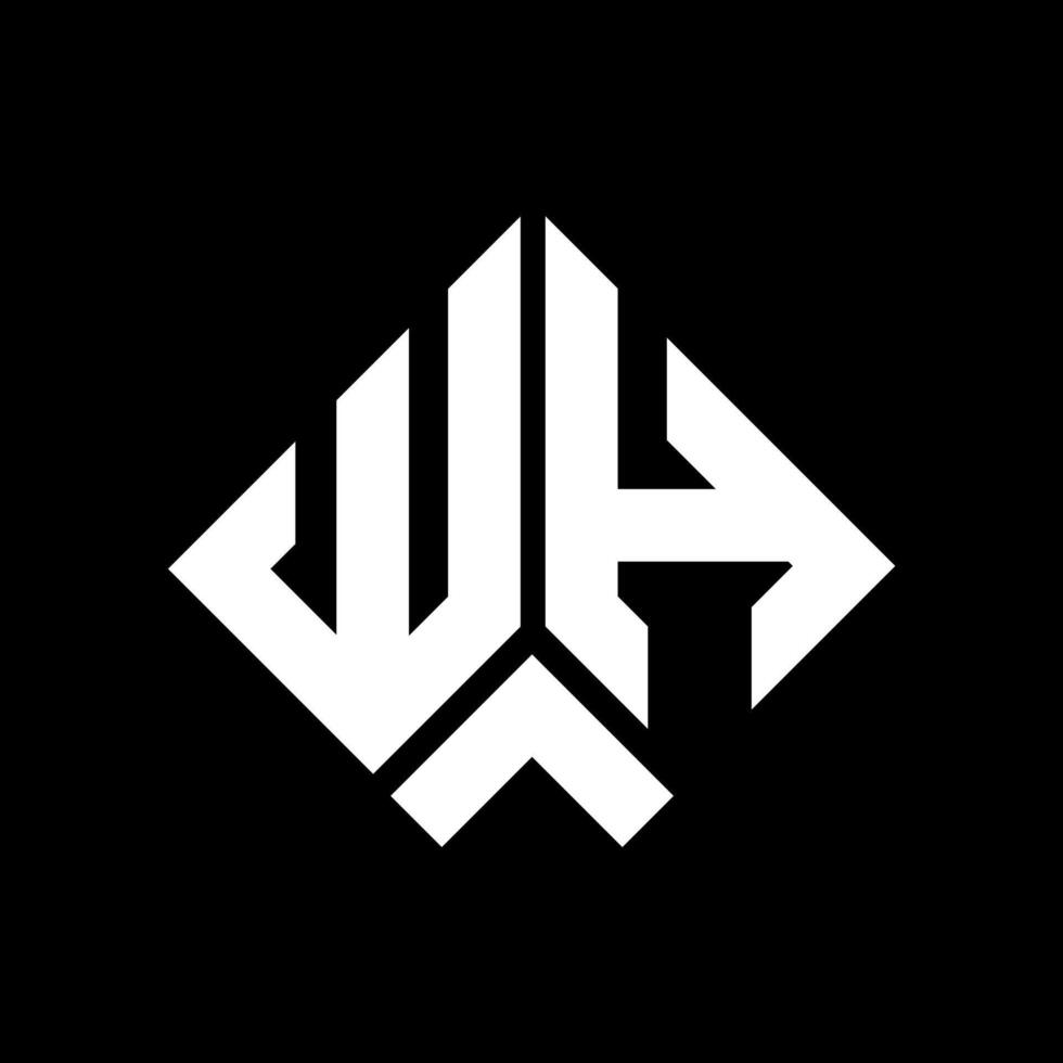 diseño del logotipo de la letra wh sobre fondo negro. concepto creativo del logotipo de la letra de las iniciales. diseño de letra wh. vector