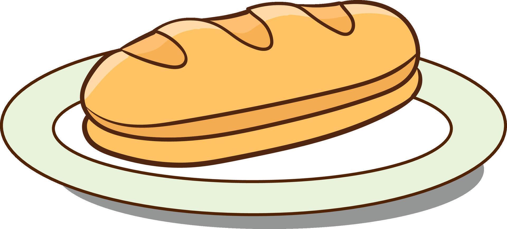 vector illustration of a sandwich bread on a plate with a white background