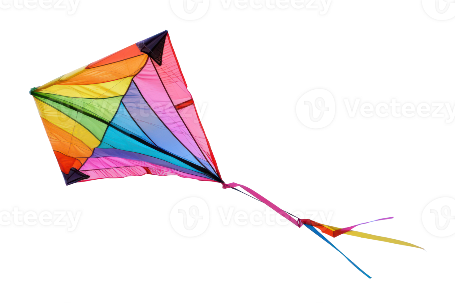 AI generated Multicolored kite flying png