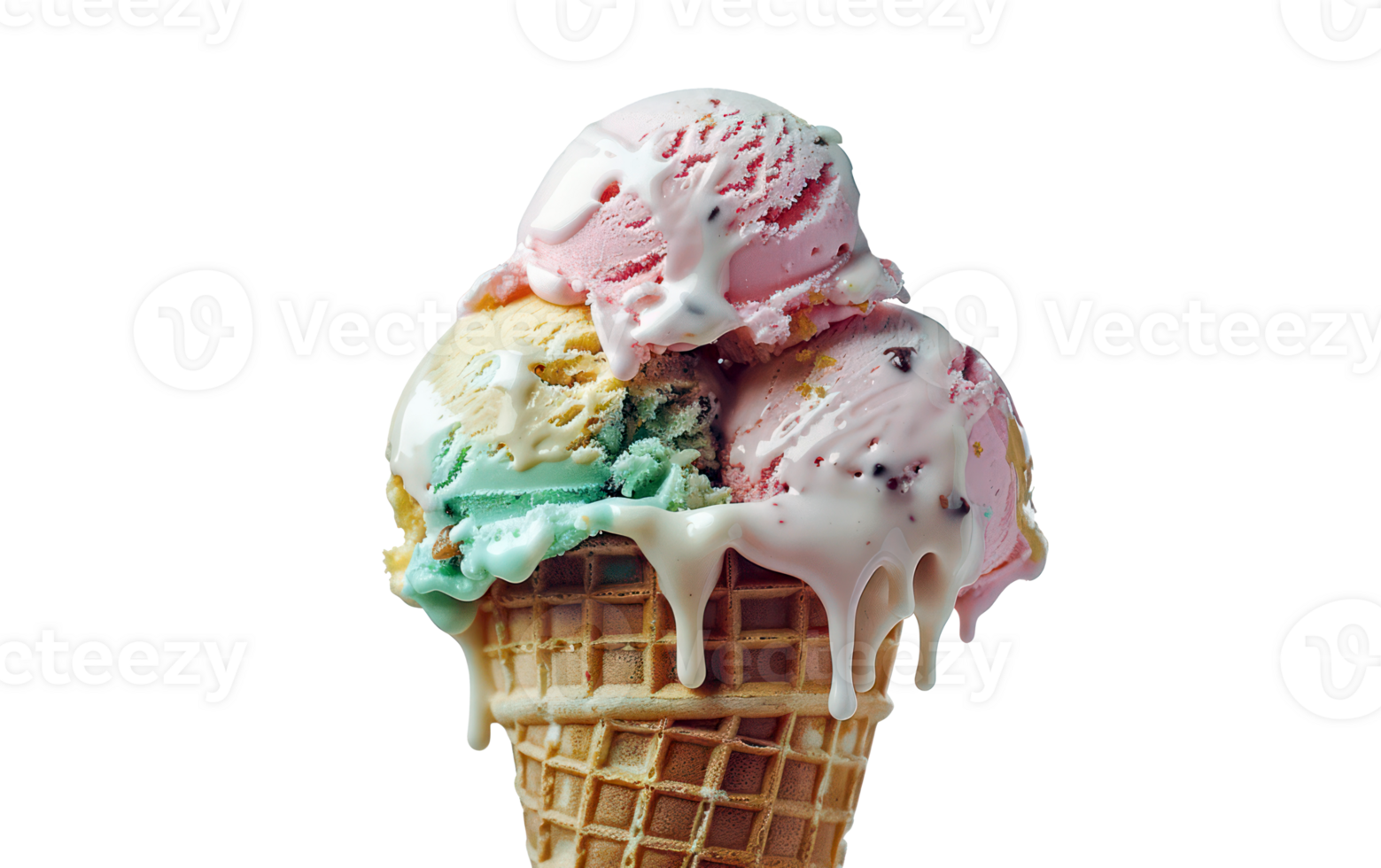 AI generated Variety of ice cream cones png