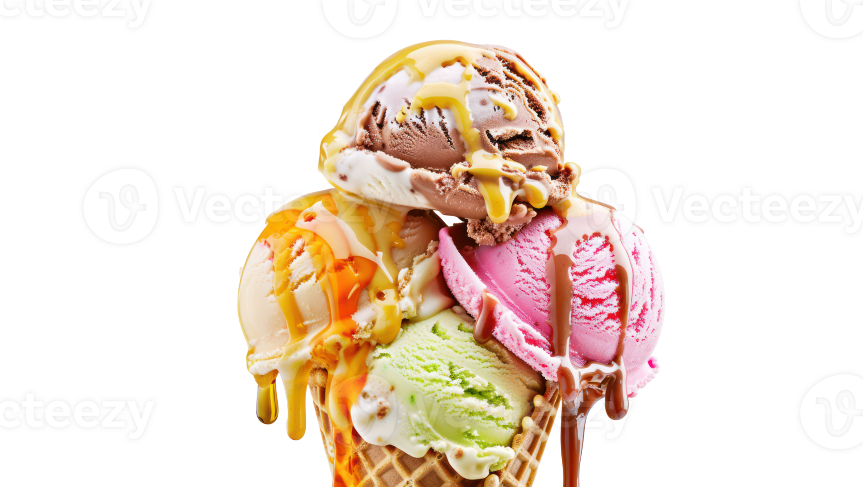 AI generated Variety of ice cream cones png