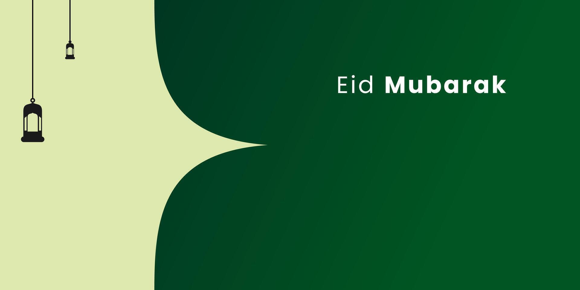 eid Mubarak saludo tarjeta con lamparas vector