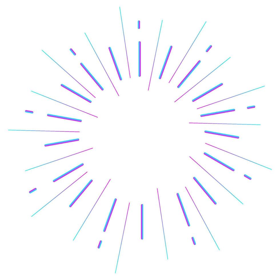 a sunburst is shown with blue and purple lines vector