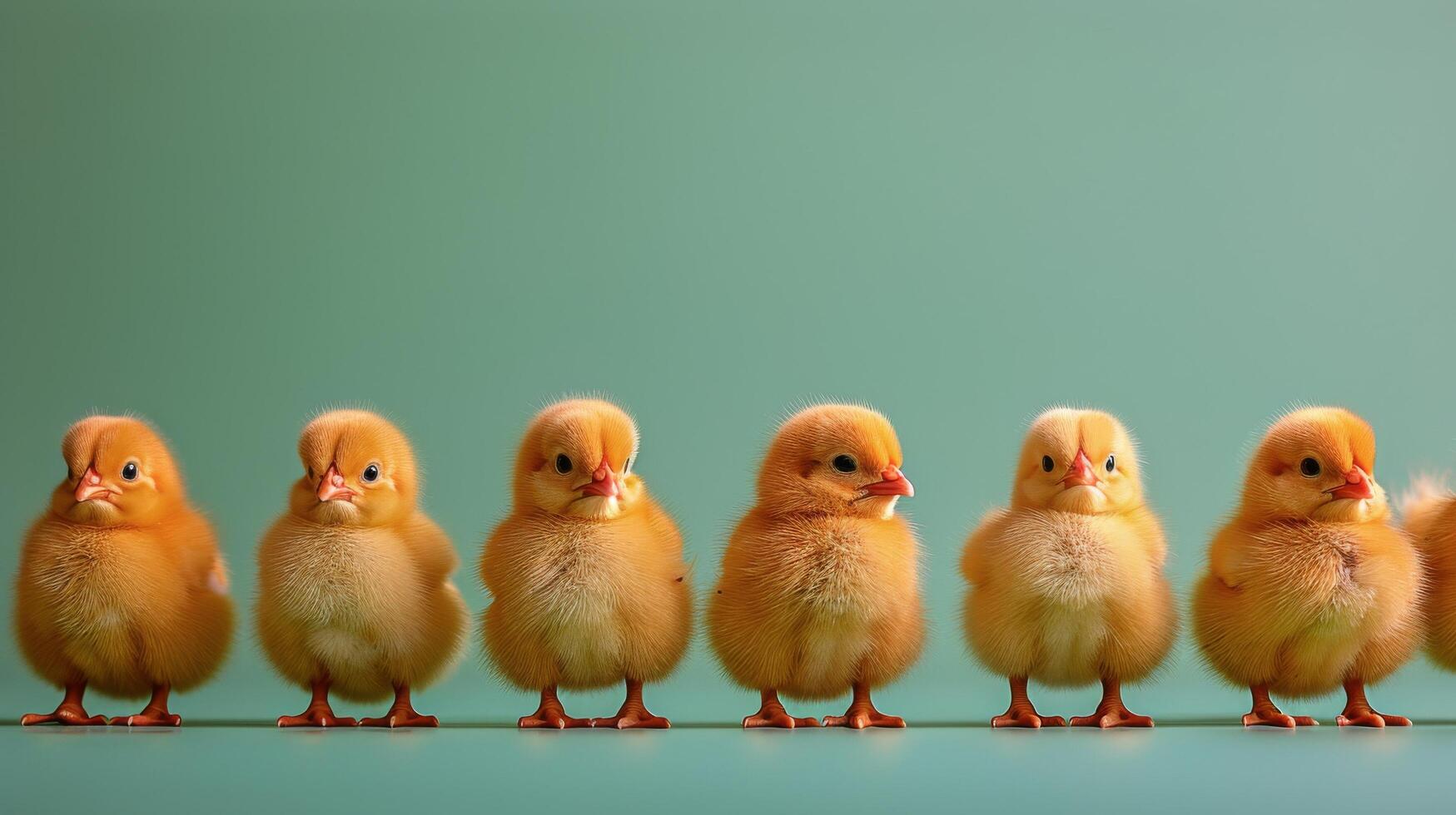 AI generated Small Yellow Chickens Standing Together photo