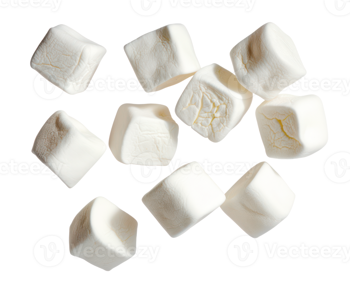 AI generated White fluffy marshmallows on transparent background - stock png. png