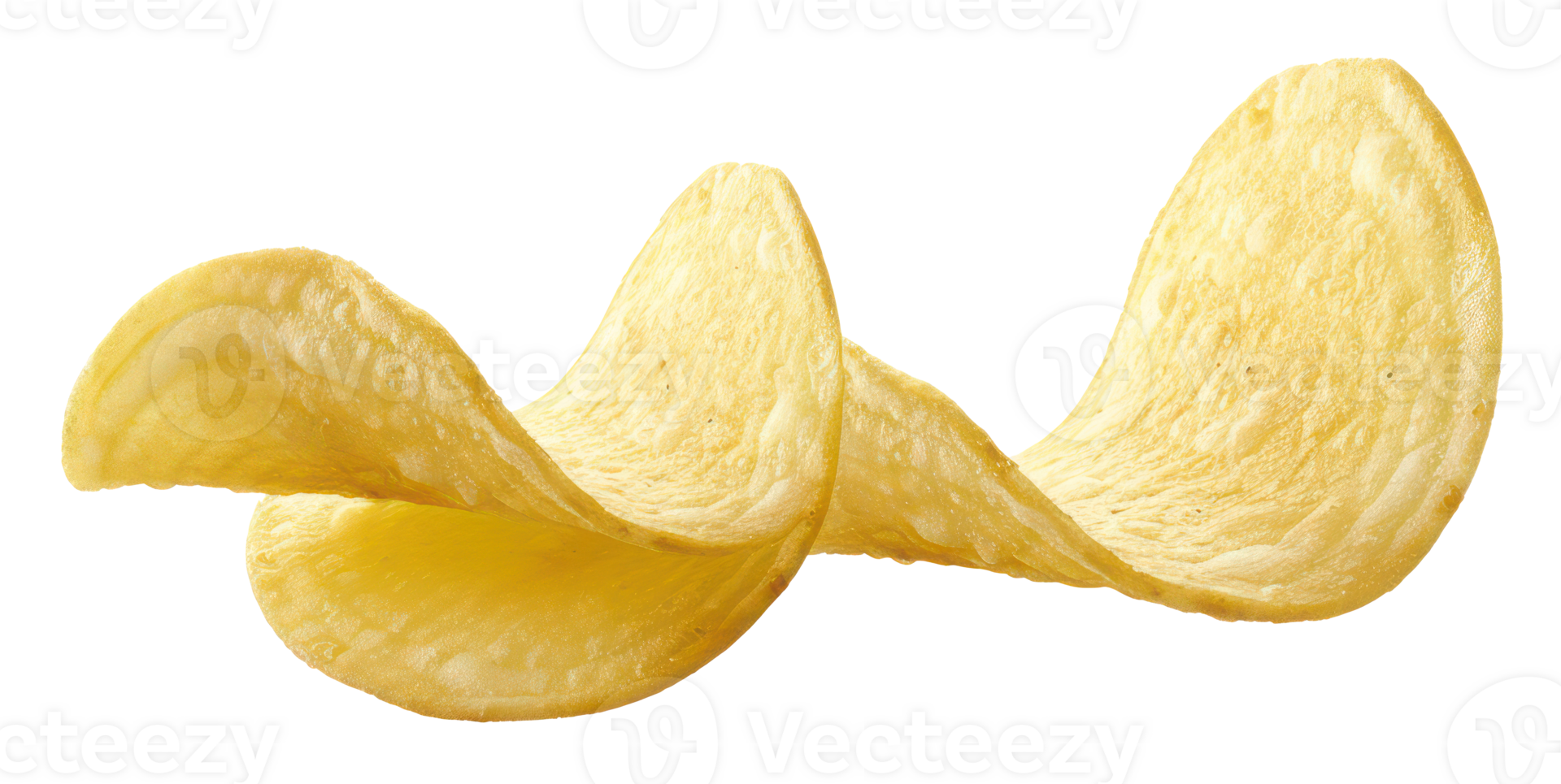 AI generated Crispy golden potato chips on transparent background - stock png. png