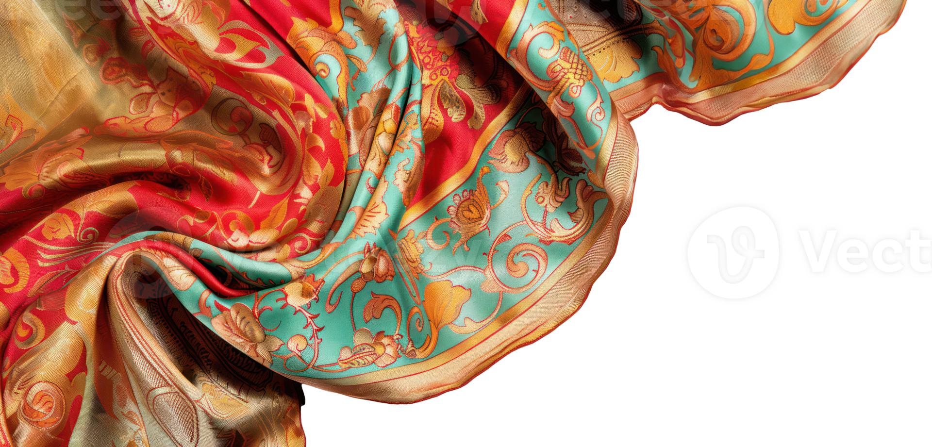AI generated Ornate silk scarf with elegant patterns png