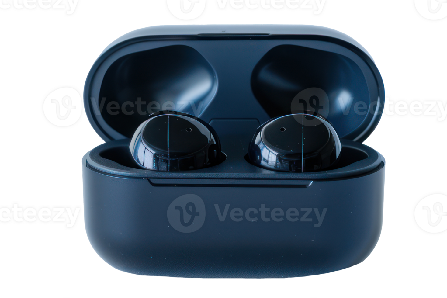 AI generated Modern wireless earbuds in charging case png