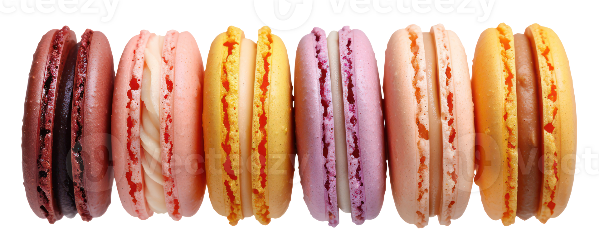 AI generated Row of colorful French macarons png