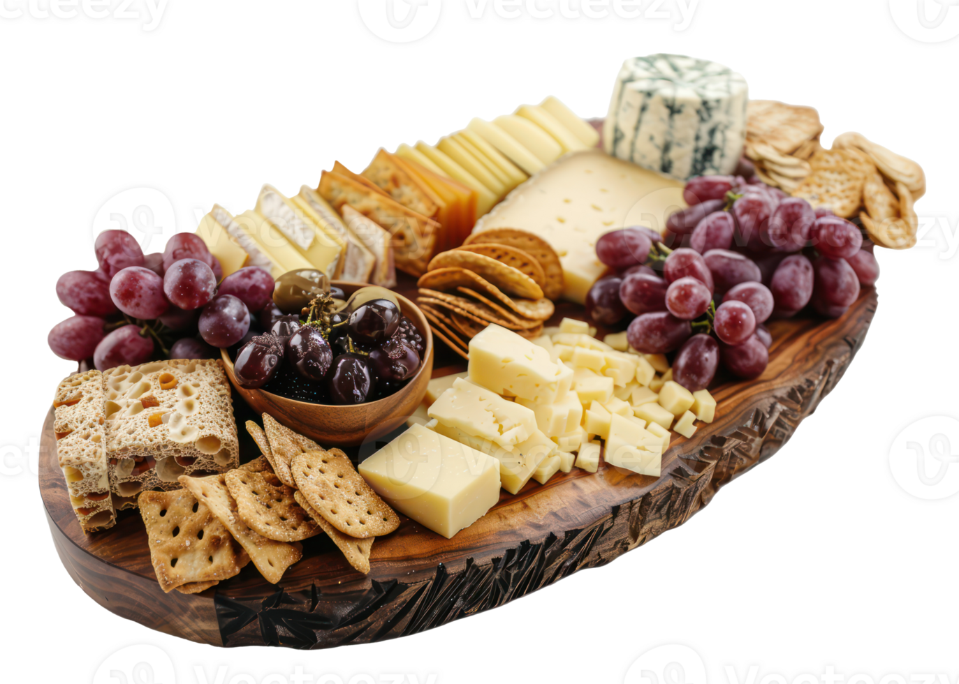 AI generated Gourmet cheese and grape platter png