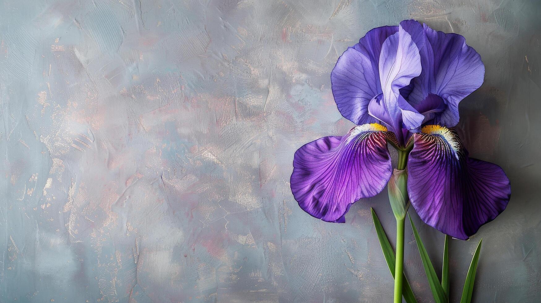 AI generated Two Purple Flowers in a Vase on a Table photo