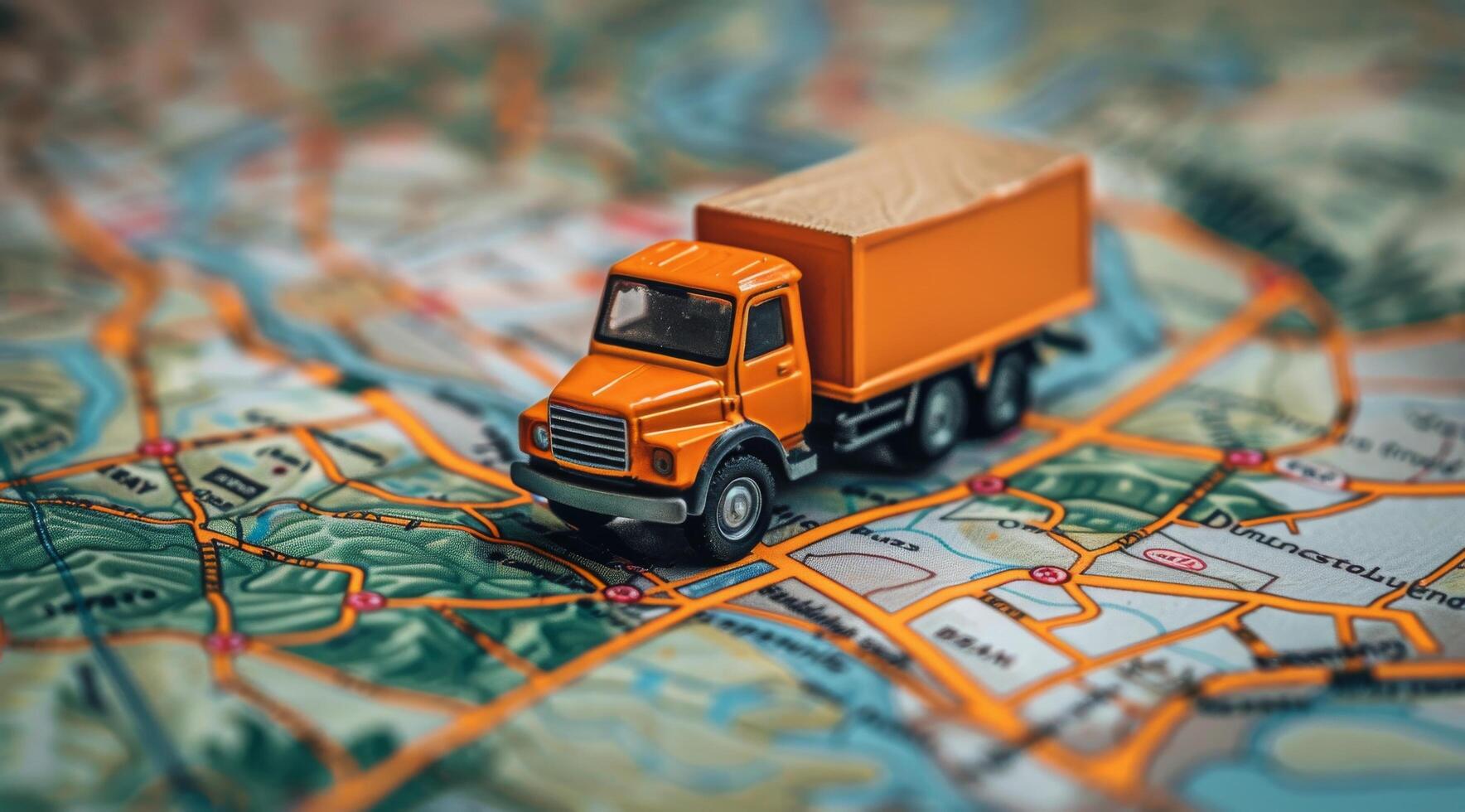 AI generated Toy Truck on Map photo