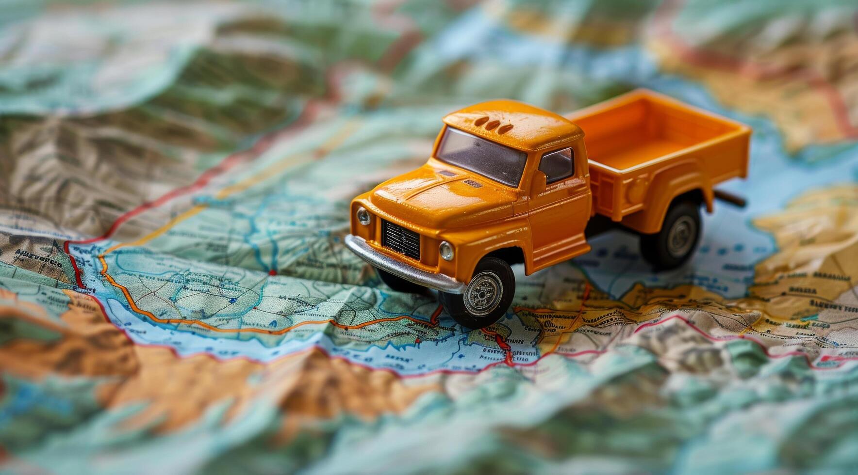 AI generated Toy Truck on Map photo