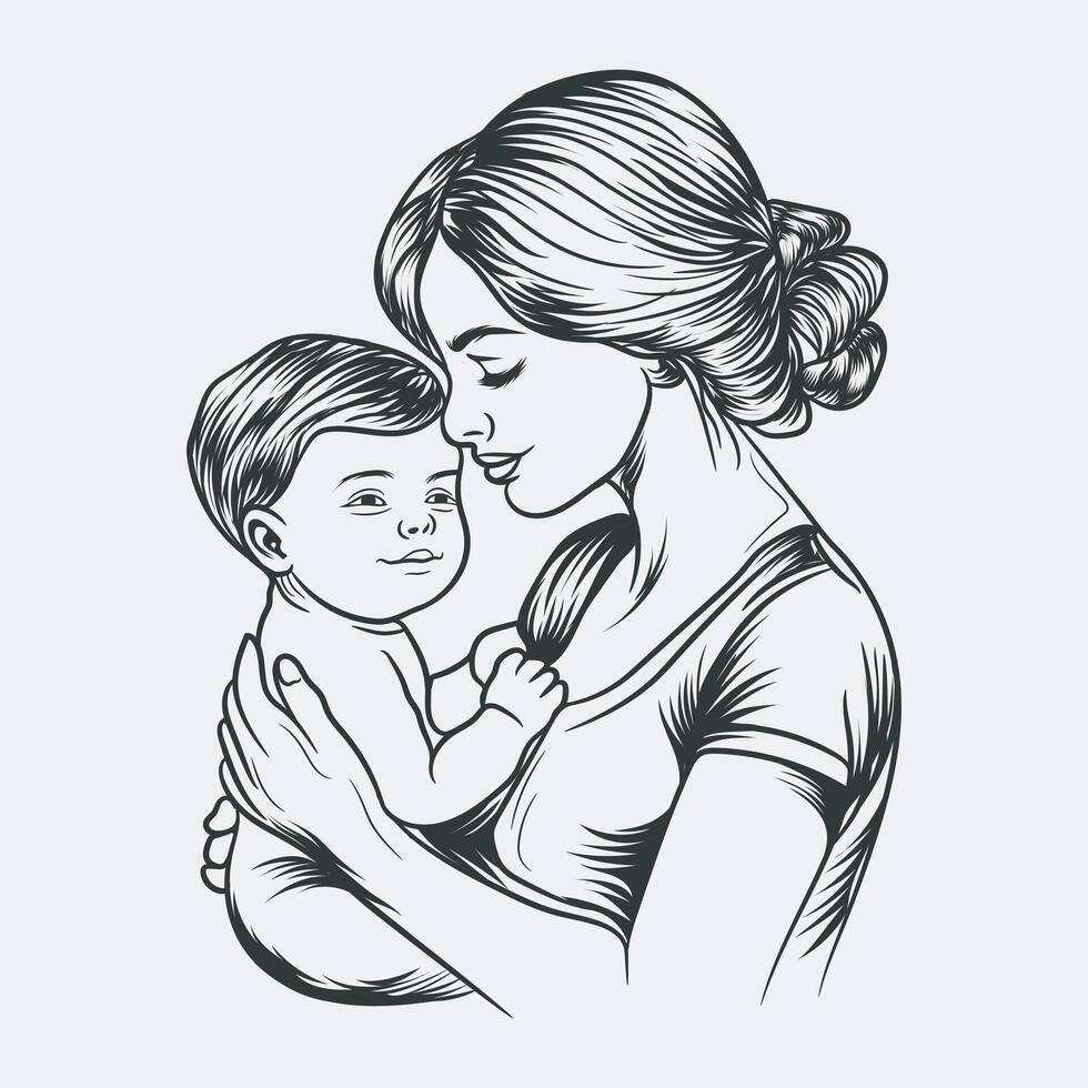 mamá con linda niño vector ilustración, mamá amante gráficos