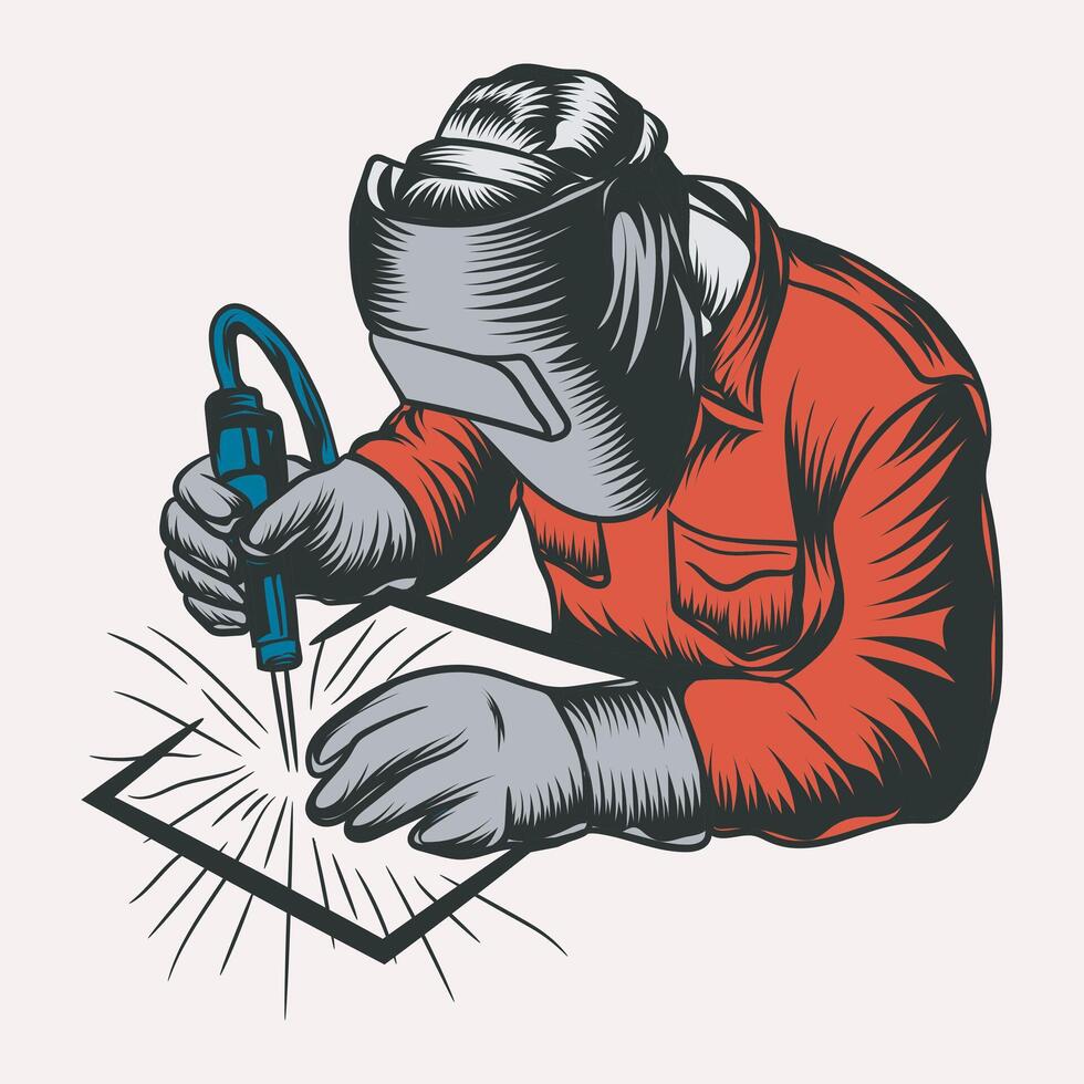 Welder Vector Illustration Colorful Graphic