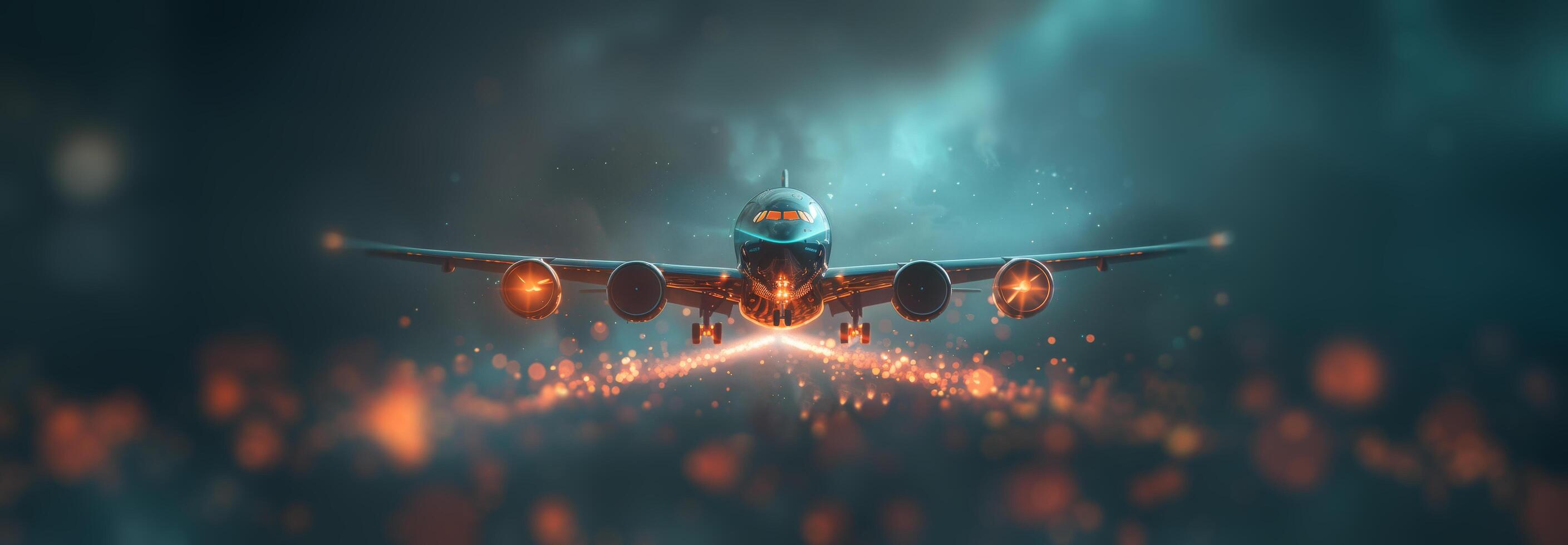 AI generated Large Jetliner Flying Through Cloudy Sky photo