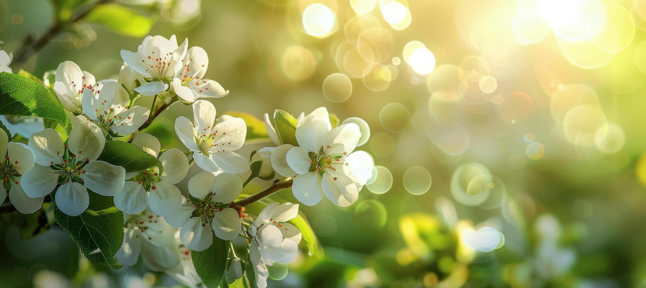 AI generated Close Up of Tree Branch With Flowers photo