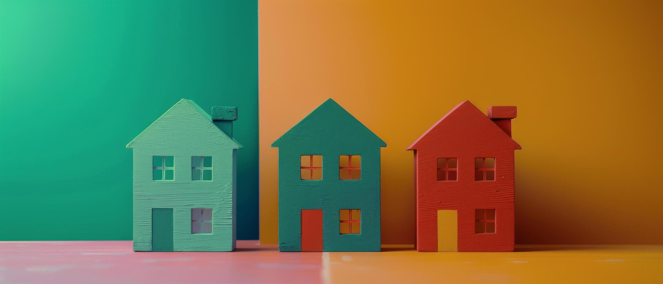 AI generated Group of Three Houses in a Row photo