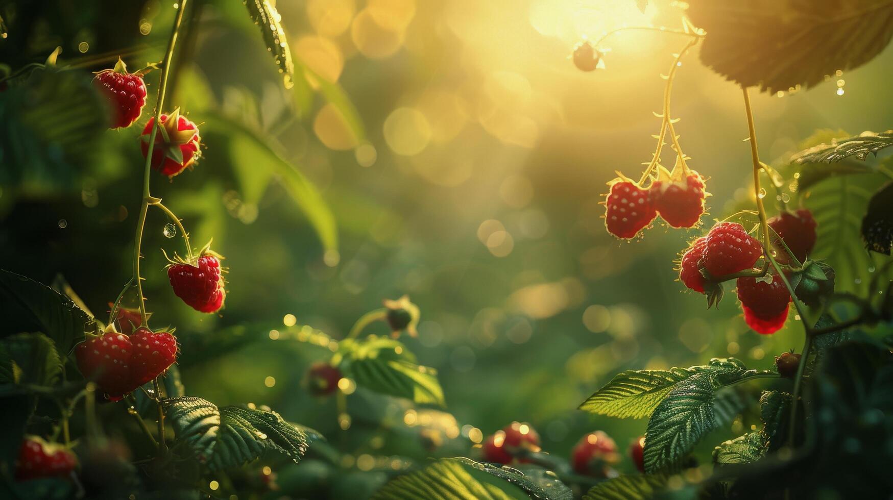 AI generated Cluster of Red Berries on Deciduous Bush photo