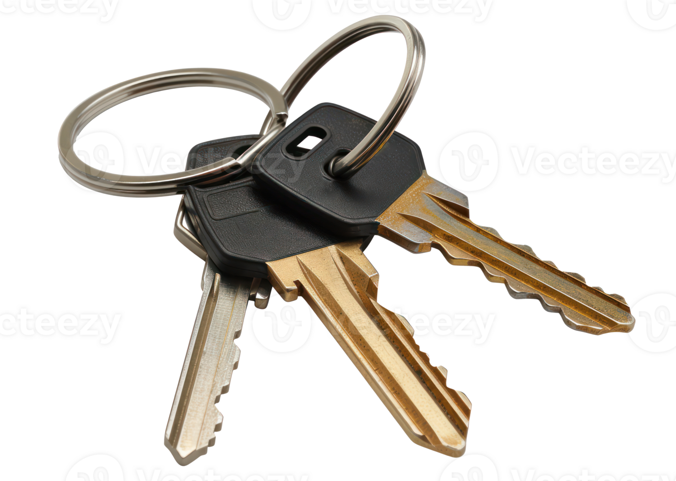 AI generated Set of various keys on keyrings png