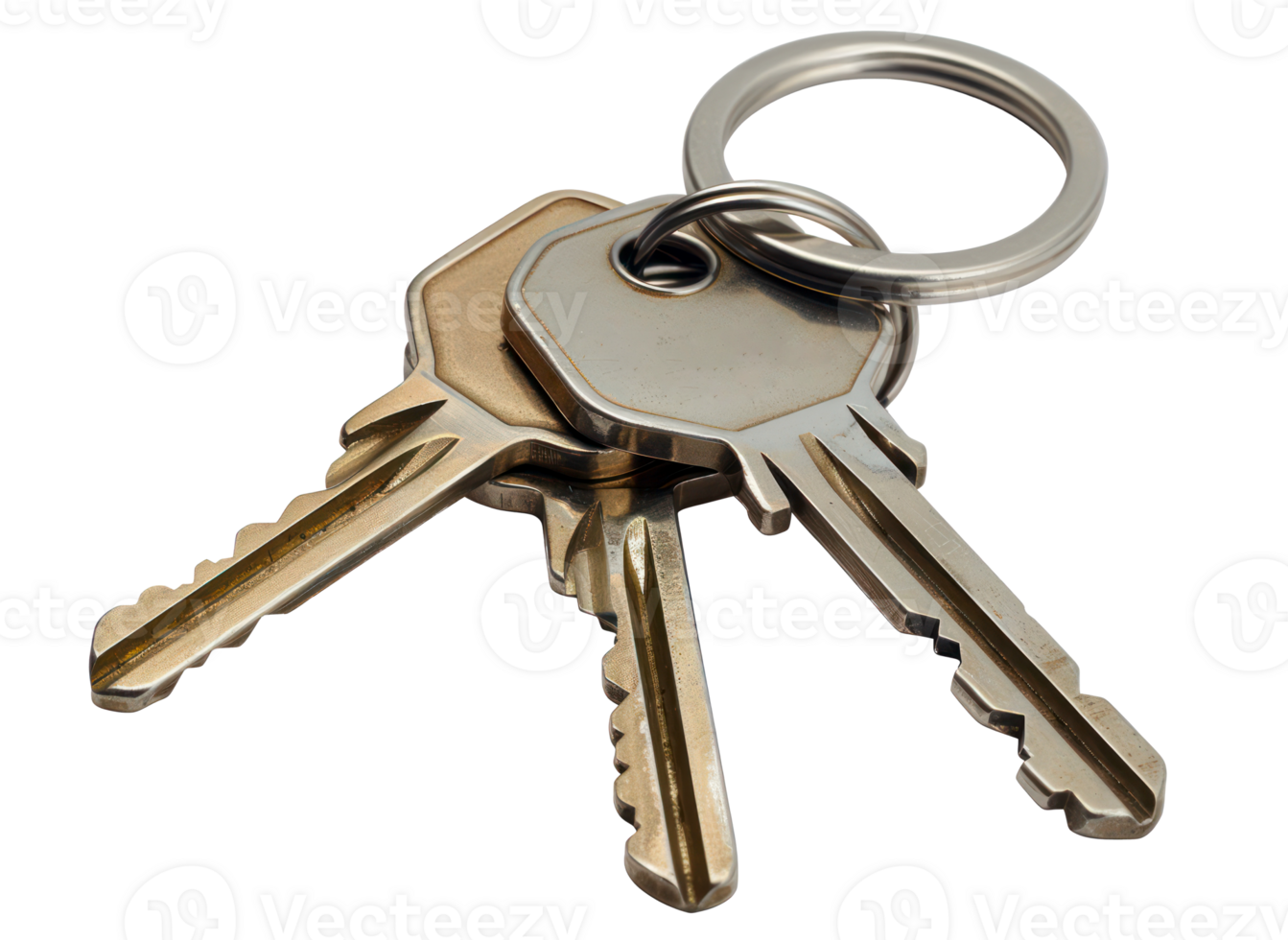 AI generated Set of various keys on keyrings png