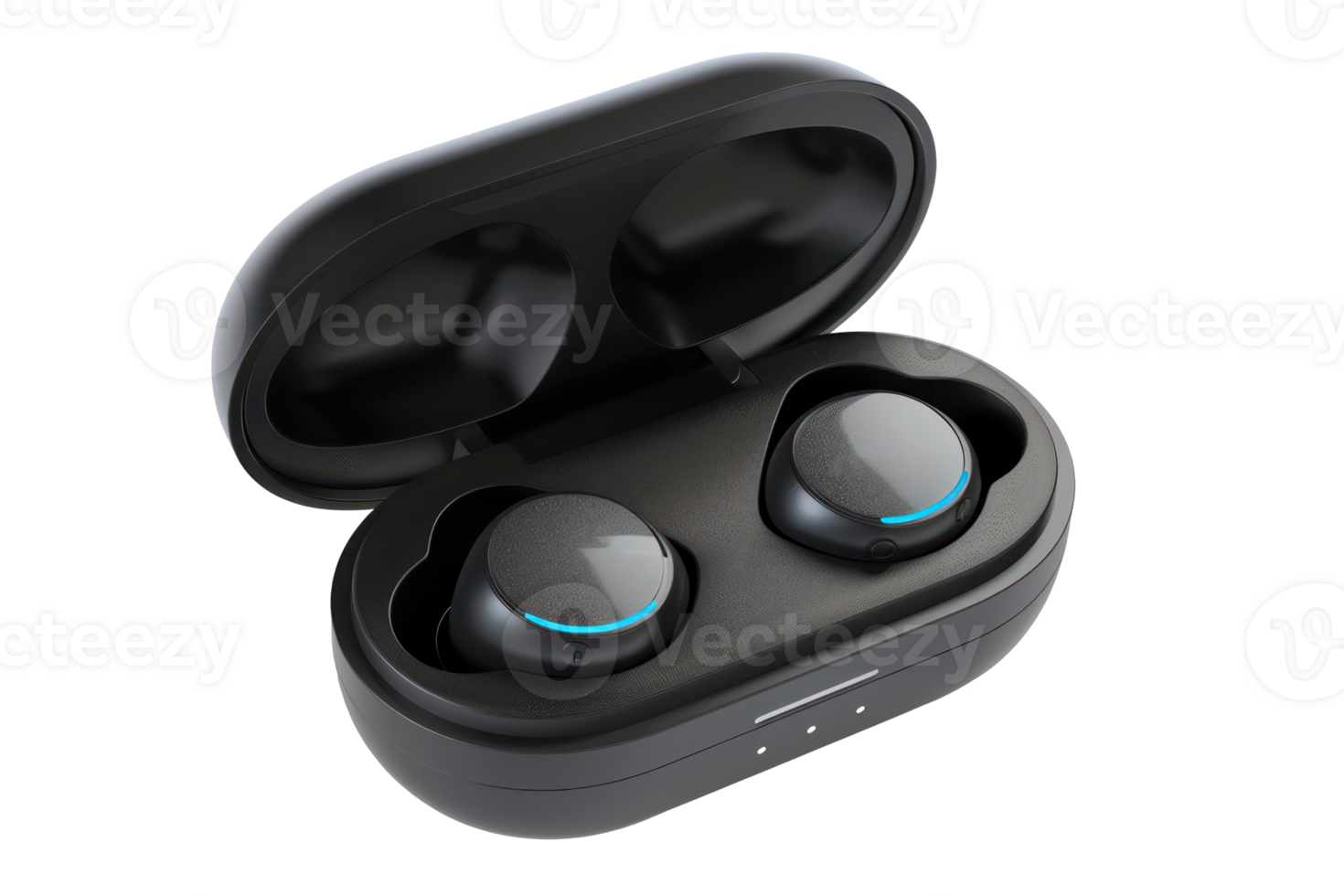 AI generated Modern wireless earbuds in charging case png