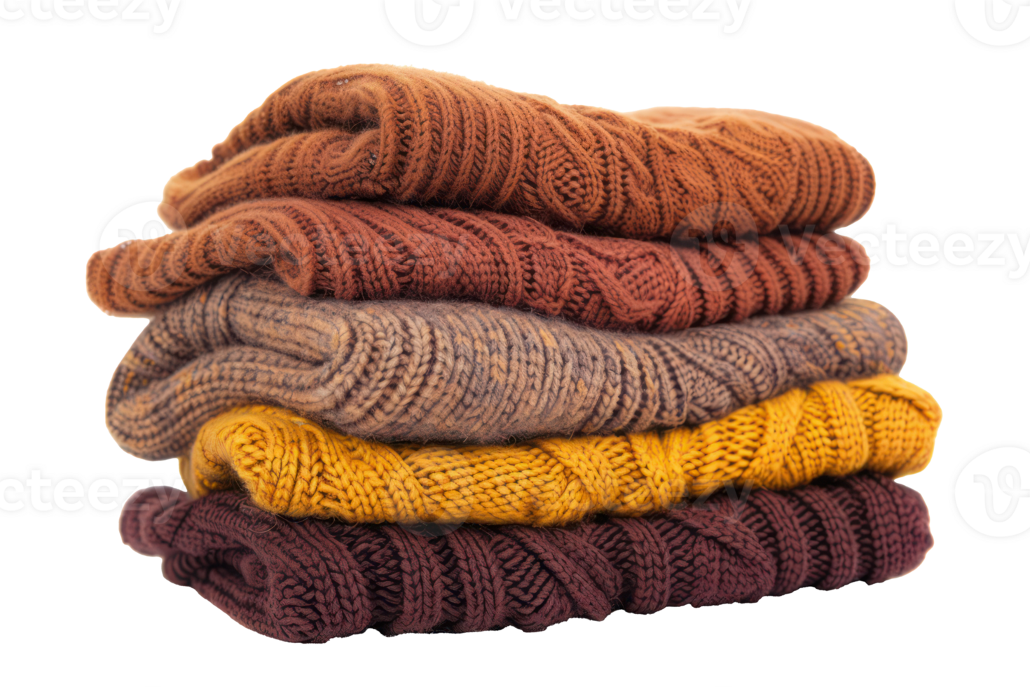 AI generated Colorful stacked knitwear sweaters png