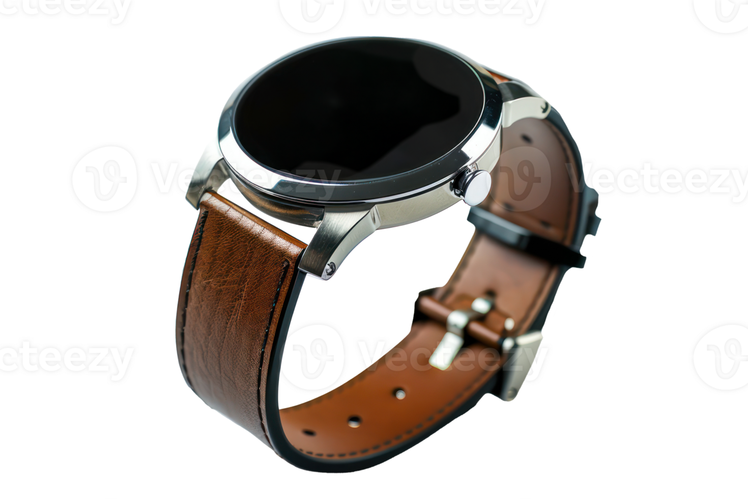 AI generated Smartwatch with elegant leather strap png