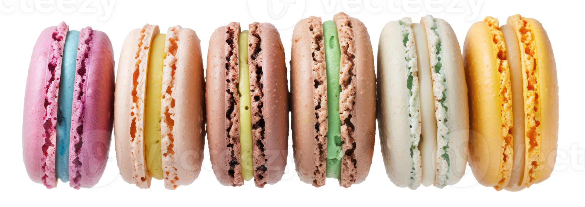 AI generated Row of colorful French macarons png