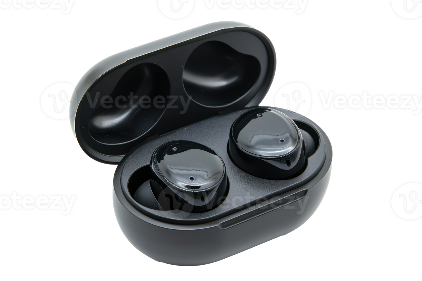 AI generated Modern wireless earbuds in charging case png