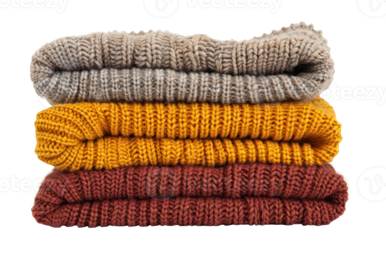 AI generated Colorful stacked knitwear sweaters png