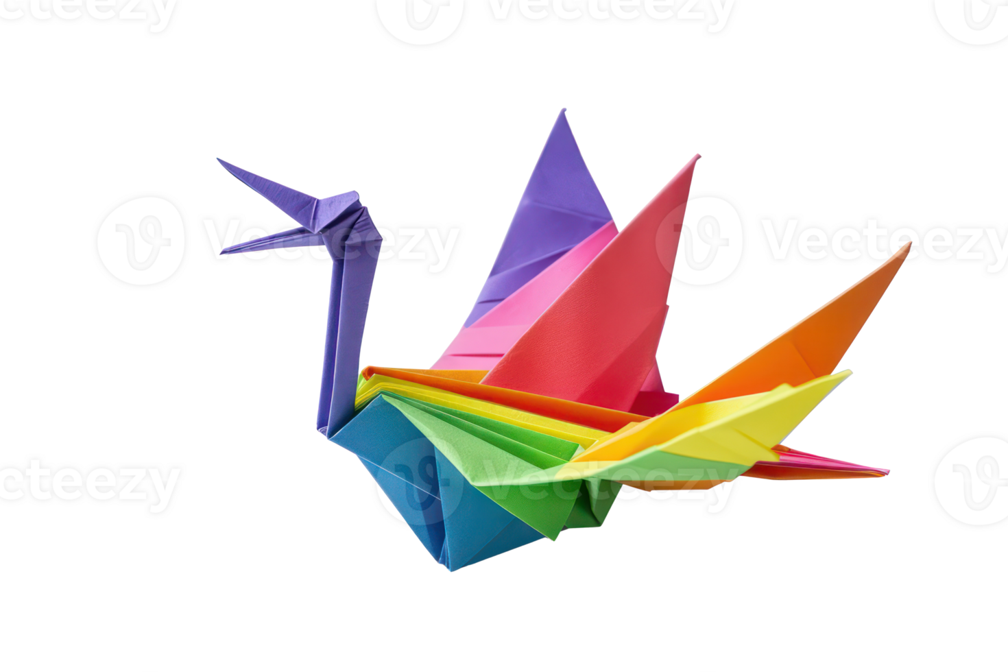ai generado arco iris de colores origami grua png