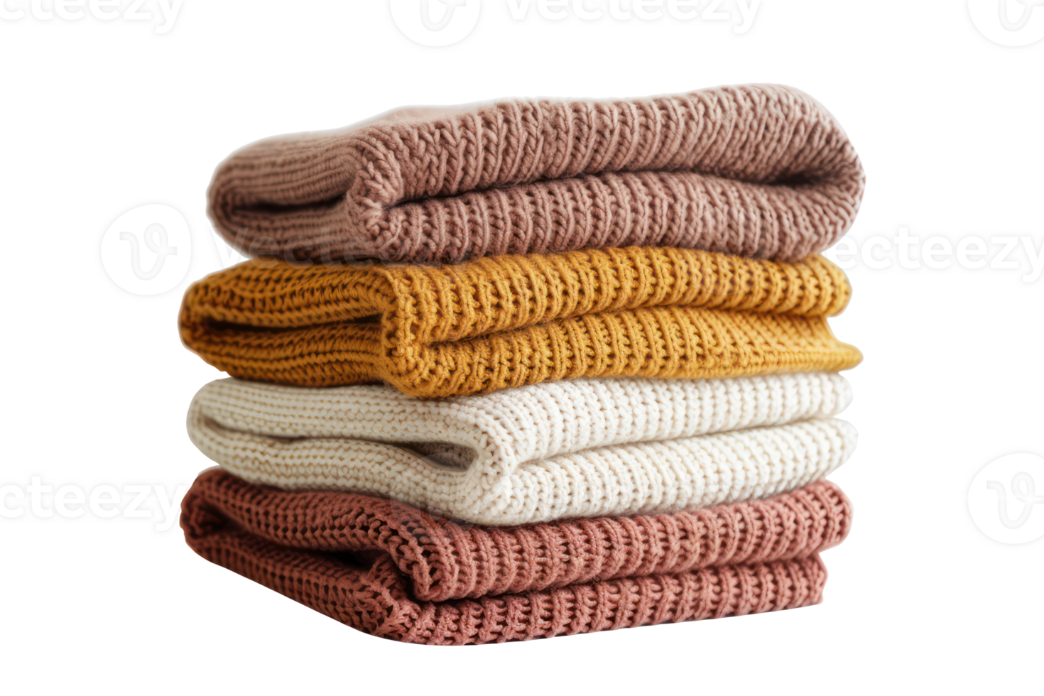 AI generated Colorful stacked knitwear sweaters png