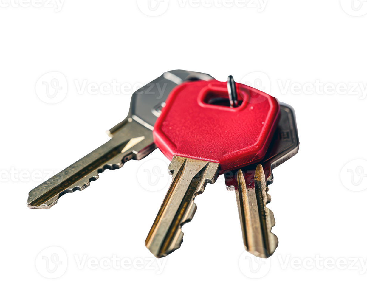 AI generated Set of various keys on keyrings png